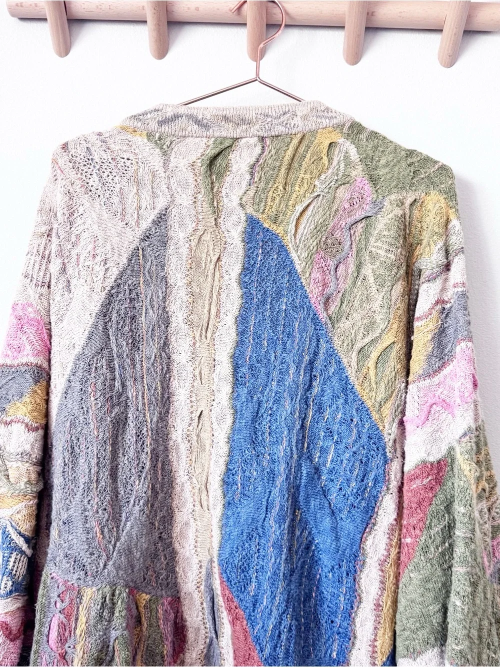COOGI 90’s Vintage Multicolor Cable-Knit Colorful Cardigan